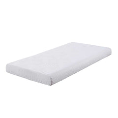 Twin Size Mattress With Patterned Fabric Upholstery, White By Benzara