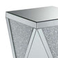 Wooden End Table With Triangular Infused Crystal Details, Silver And Clear By Benzara | Side Tables |  Modishstore  - 2