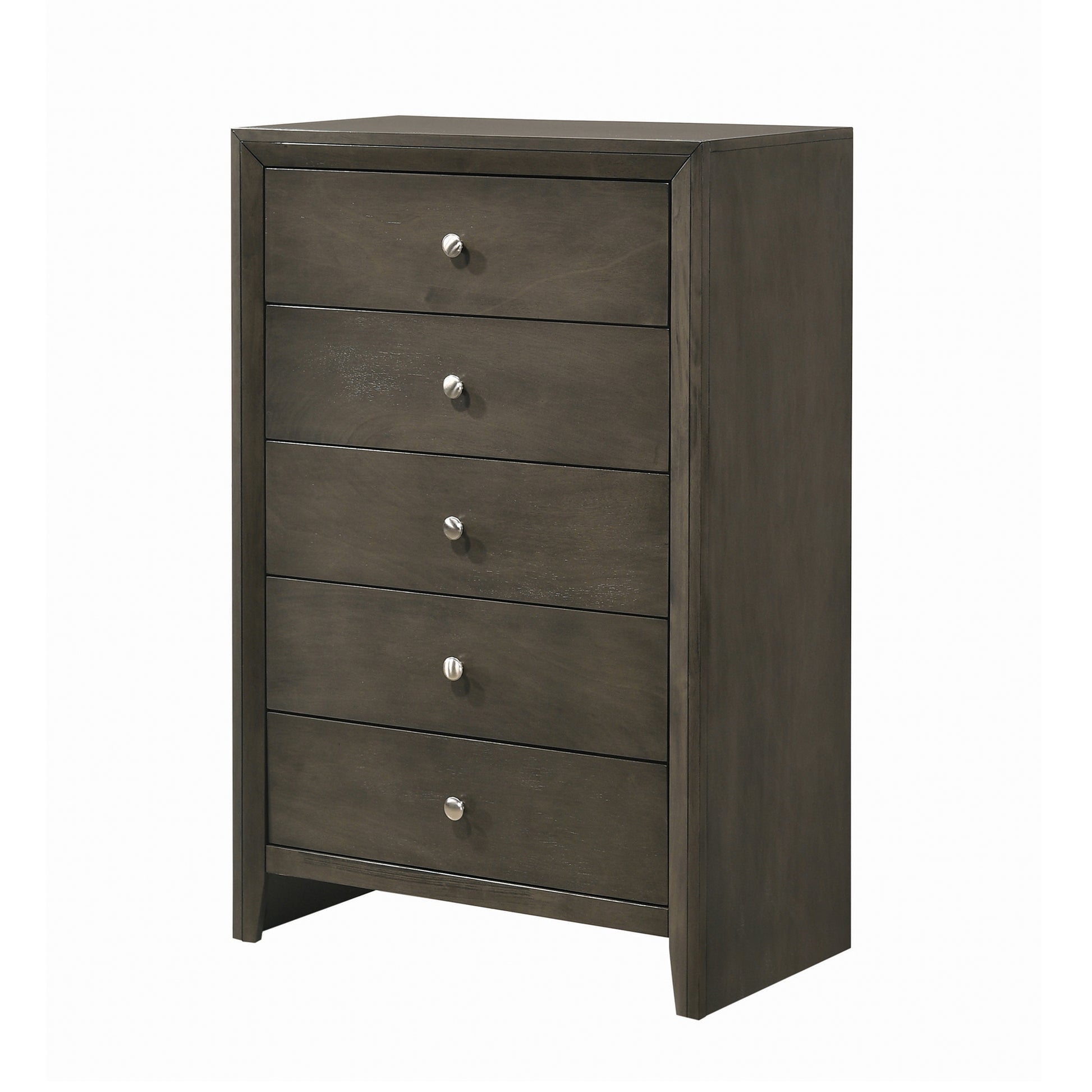 Transitional Style Wooden Chest With 5 Spacious Drawers, Gray By Benzara | Cabinets | Modishstore
