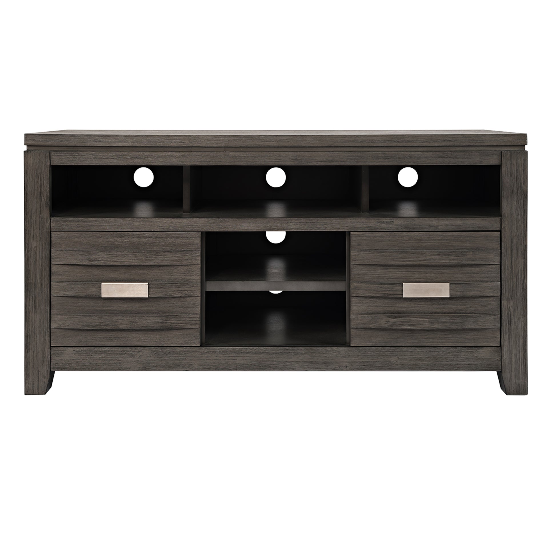 50 Inch Wooden Media Console Table With 3 Open Compartments, Gray By Benzara | Bar Stools & Table |  Modishstore 