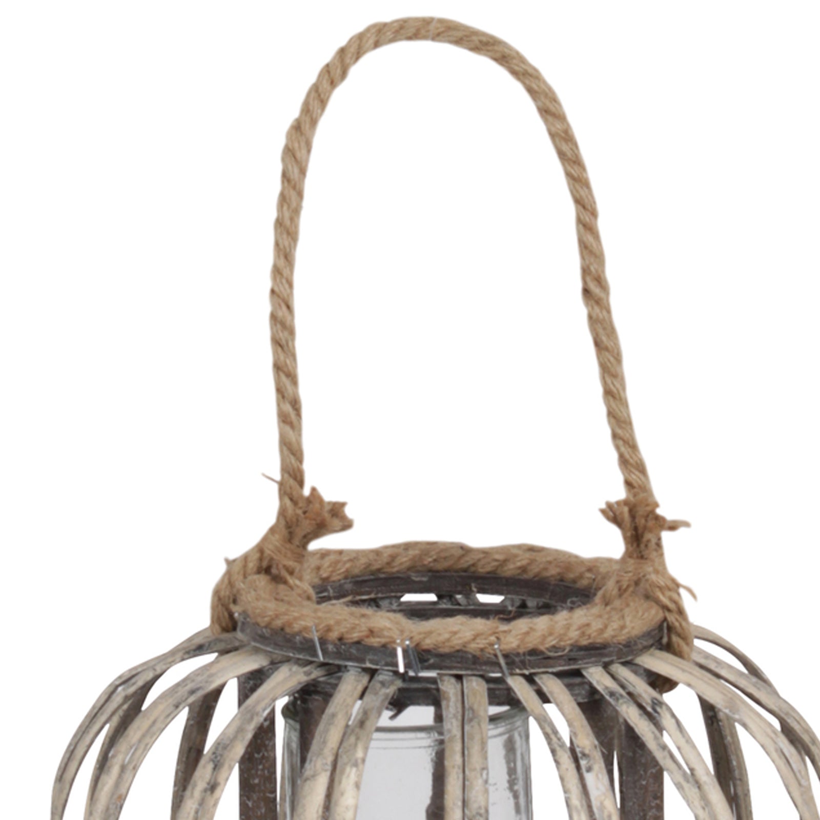 Lattice Design Round Lantern With Glass Hurricane Candle Holder,Small,Brown By Benzara | Lanterns | Modishstore - 4