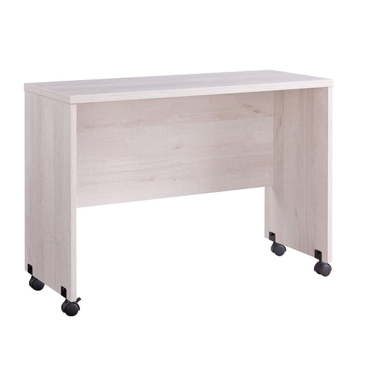 Rectangular Wooden Desk Return With Casters And Grain Details, White Oak By Benzara | Desks |  Modishstore 