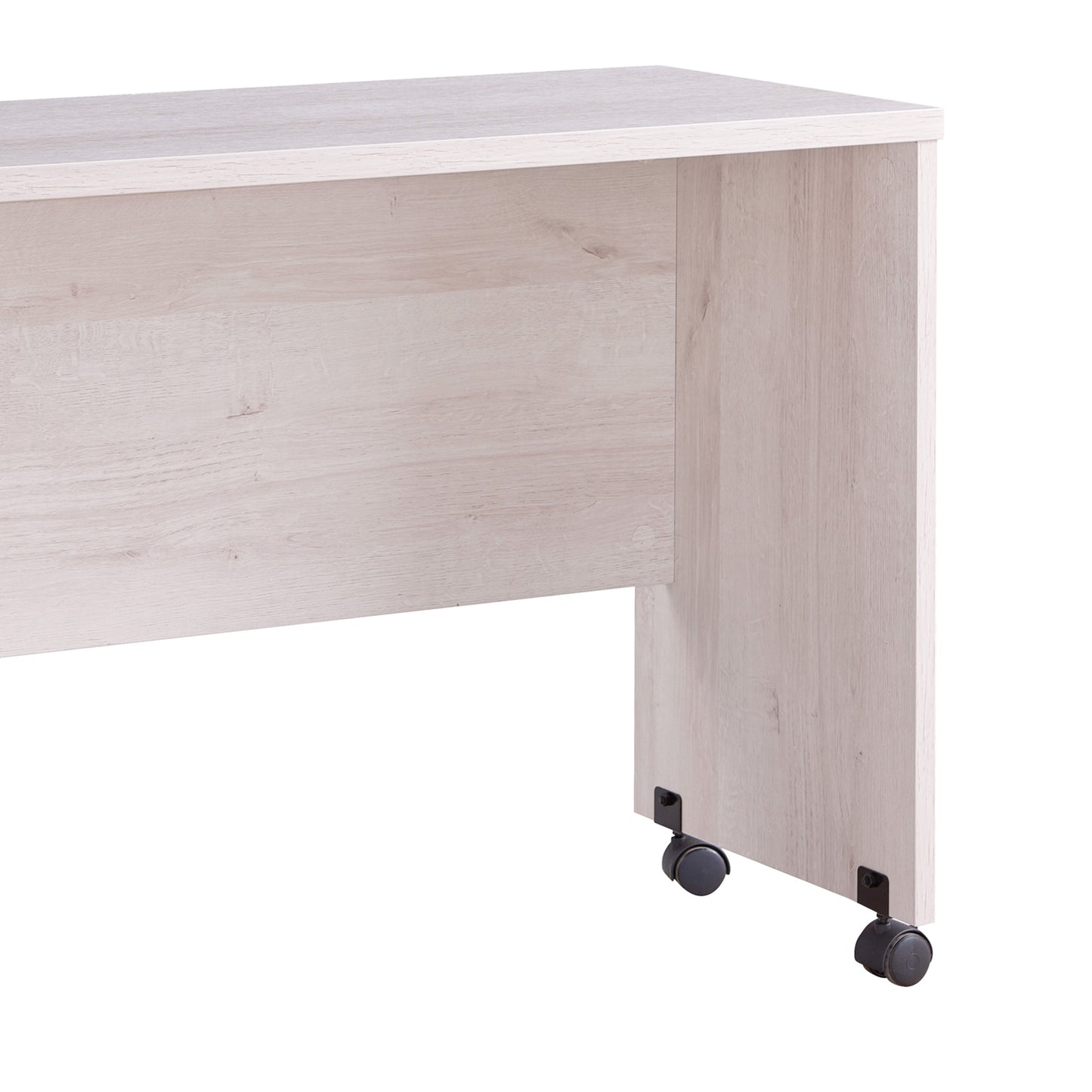 Rectangular Wooden Desk Return With Casters And Grain Details, White Oak By Benzara | Desks |  Modishstore  - 2