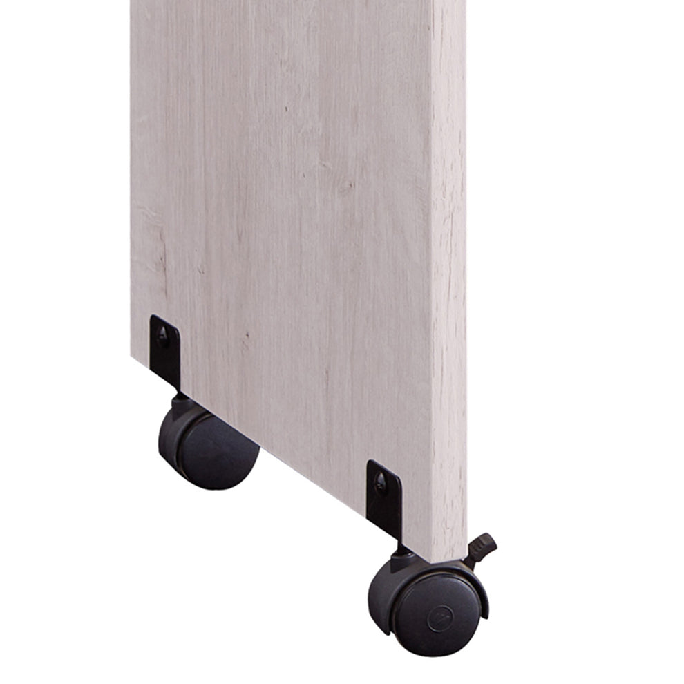 Rectangular Wooden Desk Return With Casters And Grain Details, White Oak By Benzara | Desks |  Modishstore  - 4