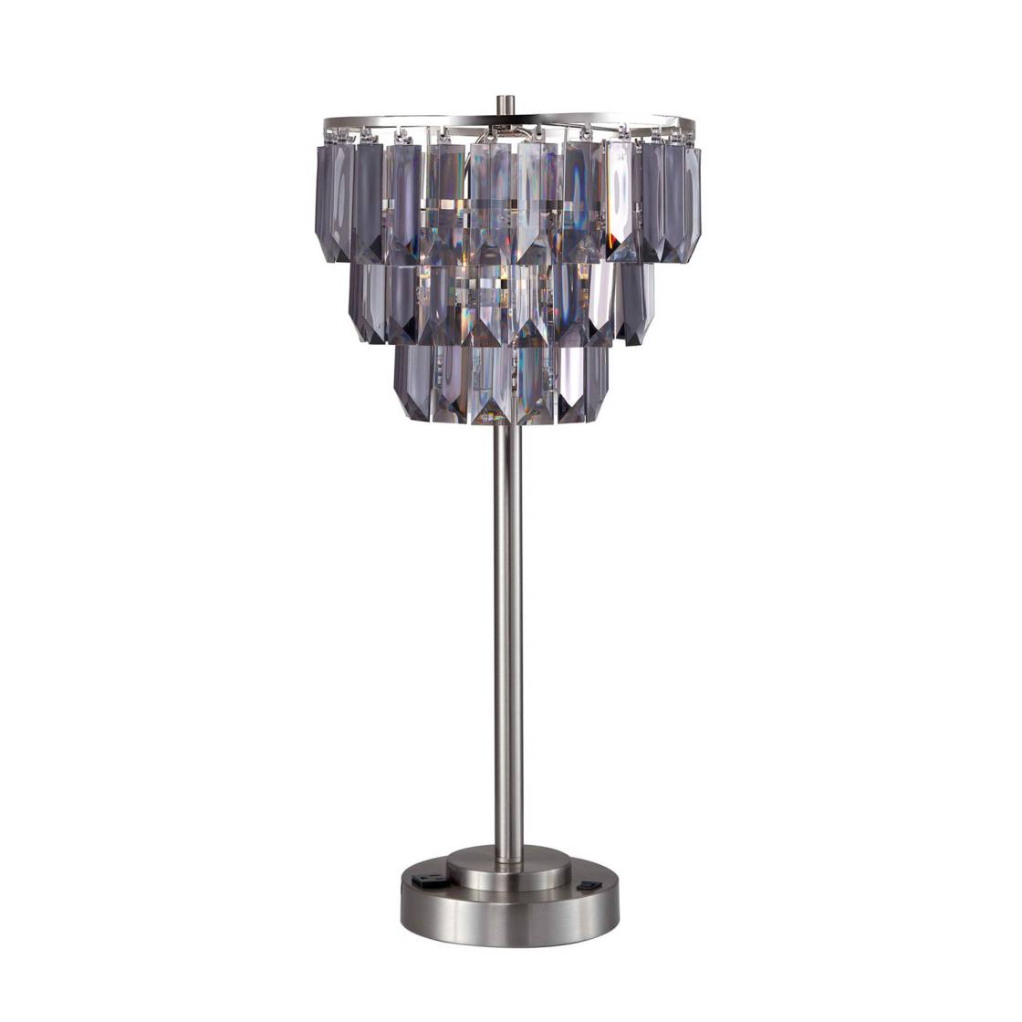 Contemporary Table Lamp With Inverted Crystals Like Shade, Silver And Gray By Benzara | Table Lamps |  Modishstore 