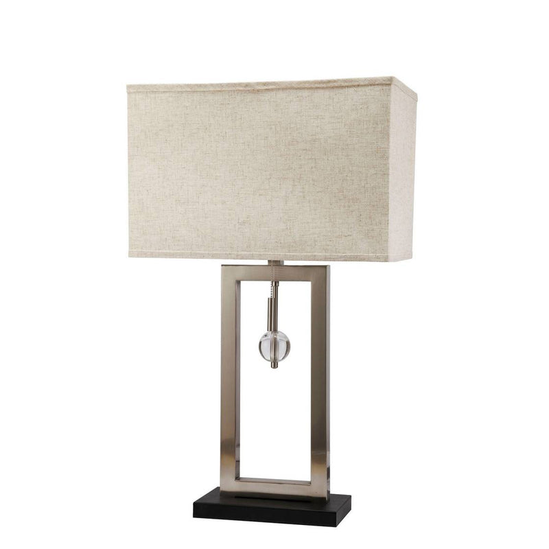 Contemporary Table Lamp With Rectangular Frame Base, Silver And Black By Benzara | Table Lamps |  Modishstore 