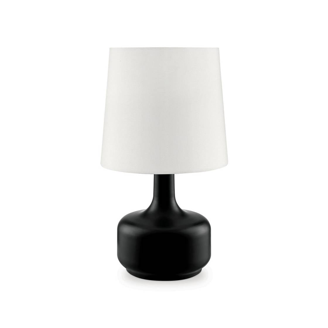 Pot Belly Base Table Lamp With Flared Shade And 3 Way Touch Light, Black By Benzara | Table Lamps |  Modishstore 