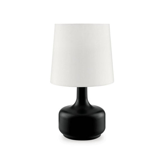 Pot Belly Base Table Lamp With Flared Shade And 3 Way Touch Light, Black By Benzara | Table Lamps |  Modishstore 
