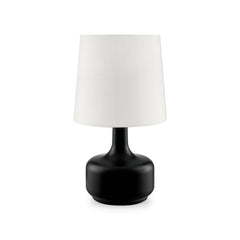 Pot Belly Base Table Lamp With Flared Shade And 3 Way Touch Light, Black By Benzara
