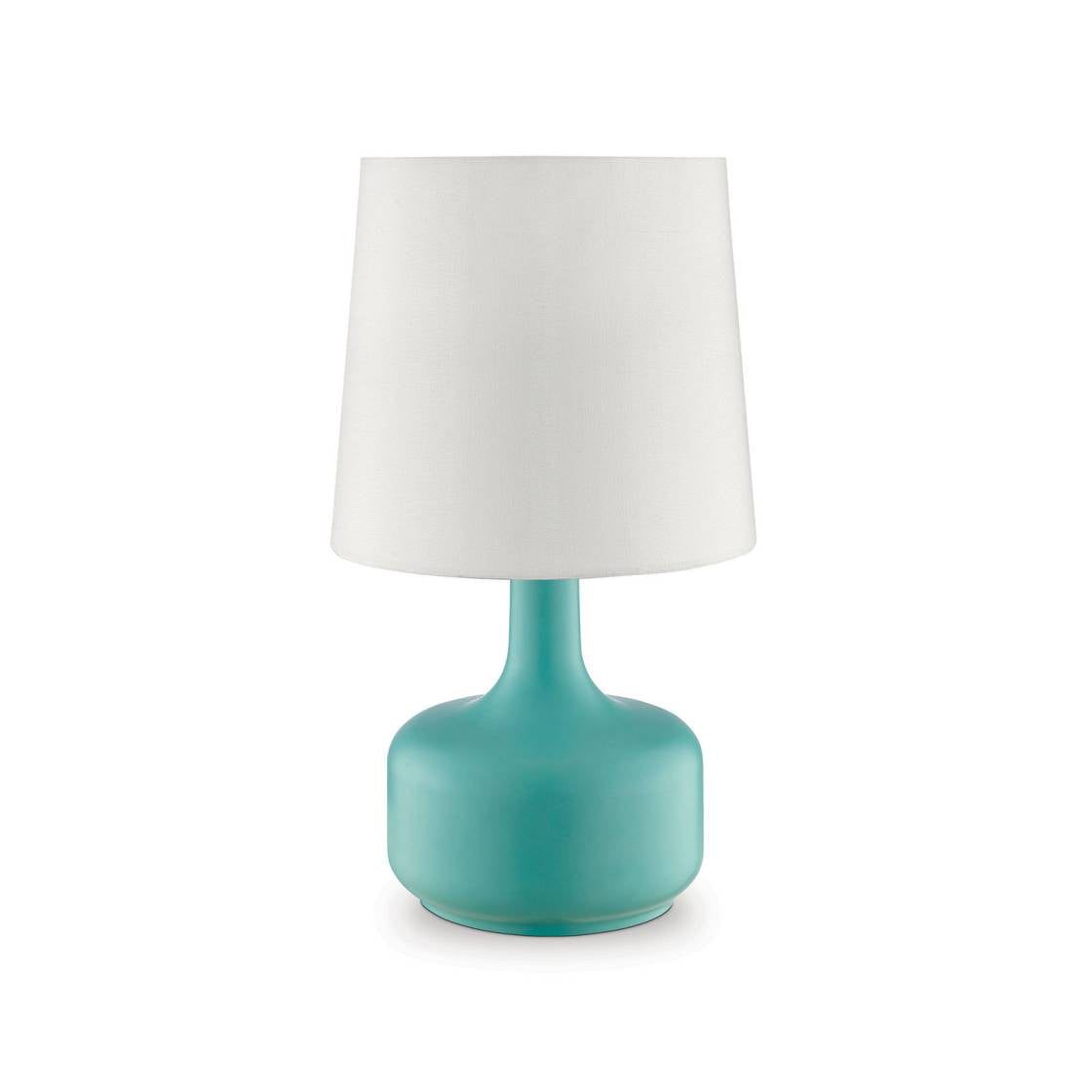 Metal Pot Belly Base Table Lamp With 3 Way Touch Light, White And Sky Blue By Benzara | Table Lamps |  Modishstore 