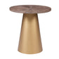 Round Wooden Top Corner Table With Metal Conical Base, Small,Brown And Gold By Benzara | Side Tables |  Modishstore 