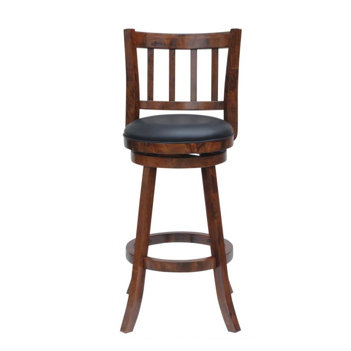 Round Padded Seat Counter Stool With Slatted Back, Brown And Black By Benzara | Bar Stools & Table |  Modishstore 
