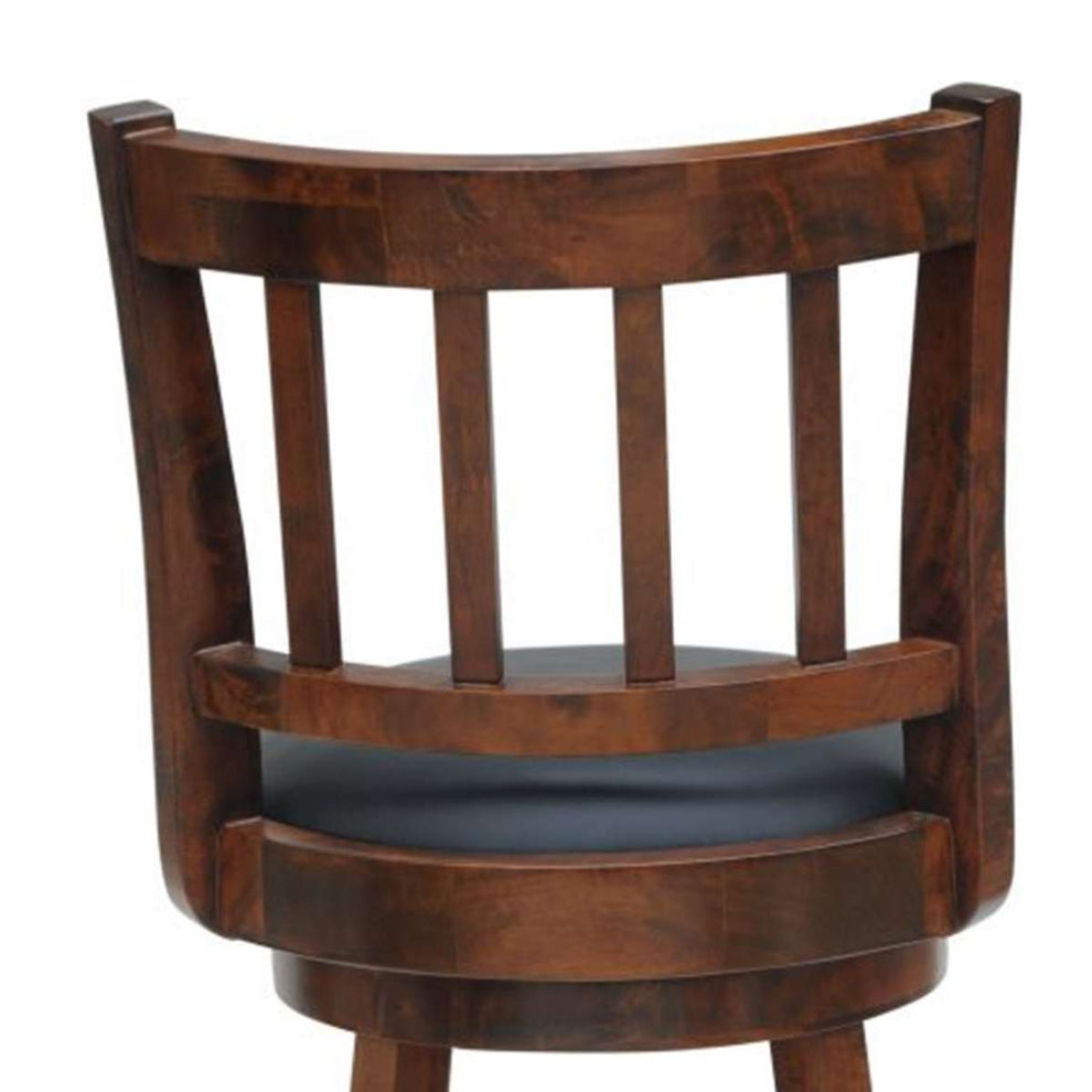 Round Padded Seat Counter Stool With Slatted Back, Brown And Black By Benzara | Bar Stools & Table |  Modishstore  - 4