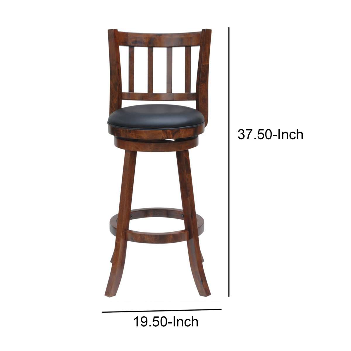 Round Padded Seat Counter Stool With Slatted Back, Brown And Black By Benzara | Bar Stools & Table |  Modishstore  - 5
