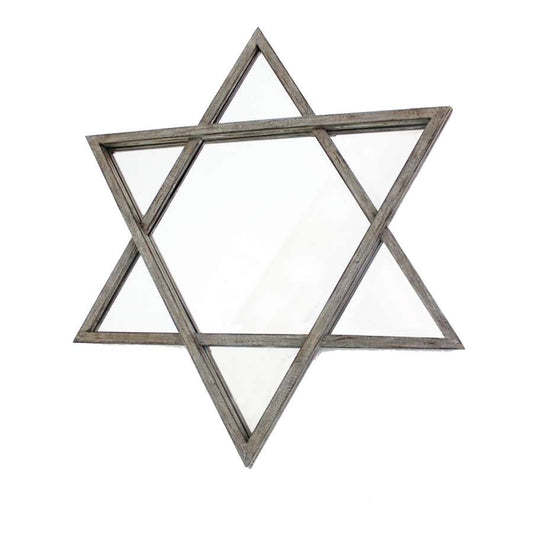 Transitional Wooden Wall Mirror With Hexagram Shape Design, Brown By Benzara | Mirrors |  Modishstore 