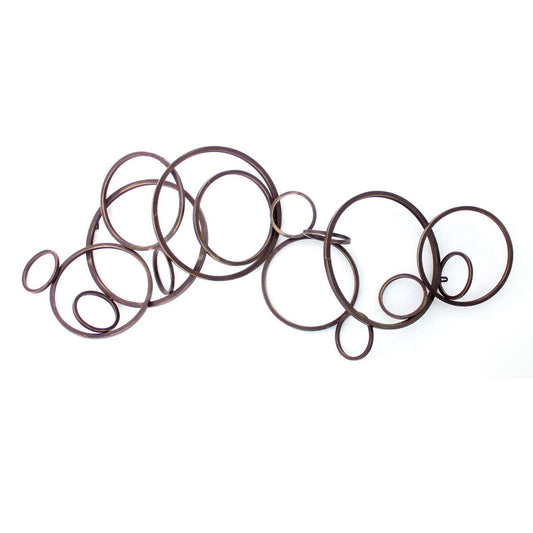 Industrial Style Metal Wall Decor With Multiple Circles, Bronze By Benzara | Wall Decor |  Modishstore 