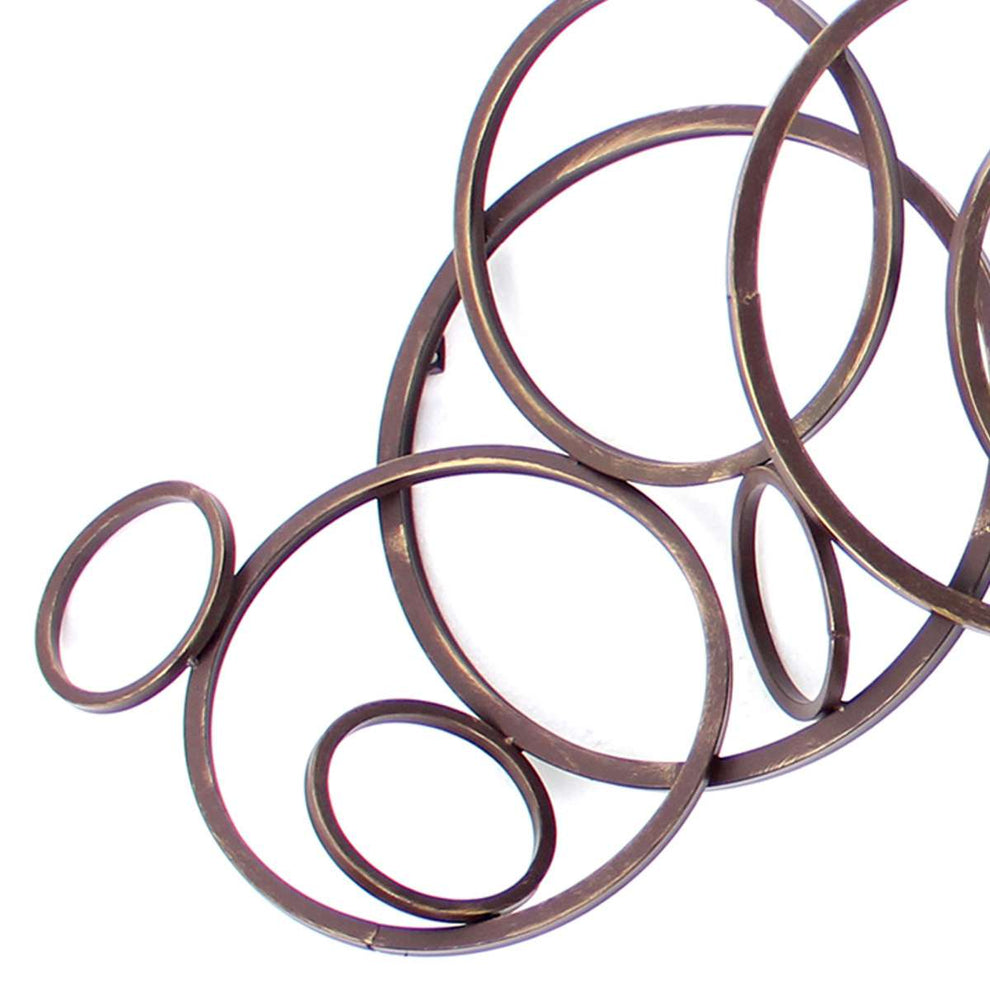 Industrial Style Metal Wall Decor With Multiple Circles, Bronze By Benzara | Wall Decor |  Modishstore  - 4