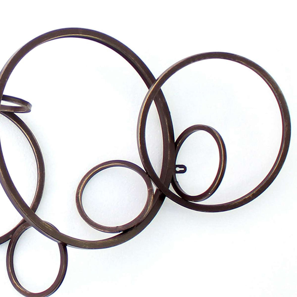 Industrial Style Metal Wall Decor With Multiple Circles, Bronze By Benzara | Wall Decor |  Modishstore  - 2