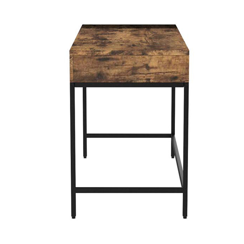 Industrial Grained Wooden Computer Desk With 2 Drawers, Brown And Black By Benzara | Desks |  Modishstore  - 4