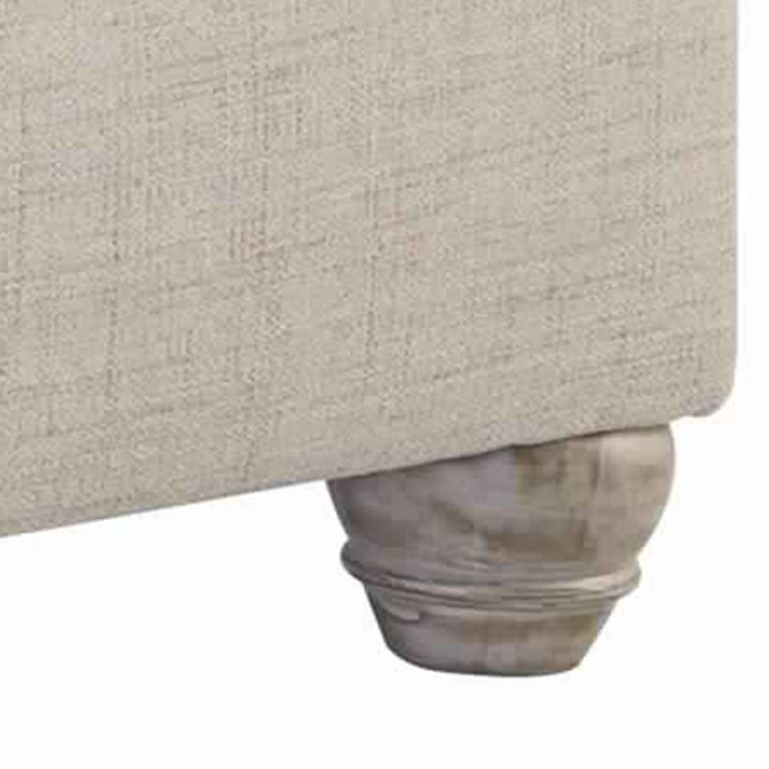 Transitional Polyester Upholstered Ottoman With Turned Legs, Gray By Benzara | Ottomans |  Modishstore  - 5