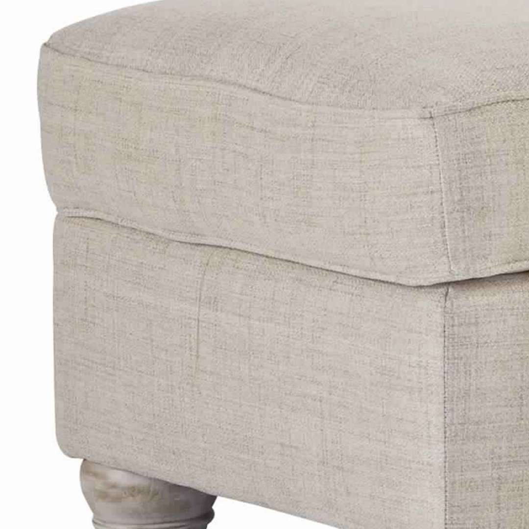 Transitional Polyester Upholstered Ottoman With Turned Legs, Gray By Benzara | Ottomans |  Modishstore  - 3