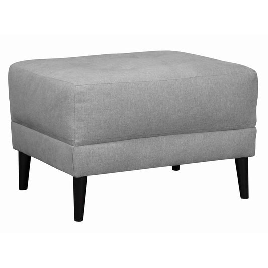 Wooden Fabric Upholstered Ottoman With Cushioned Tufted Seating, Gray By Benzara | Ottomans |  Modishstore 