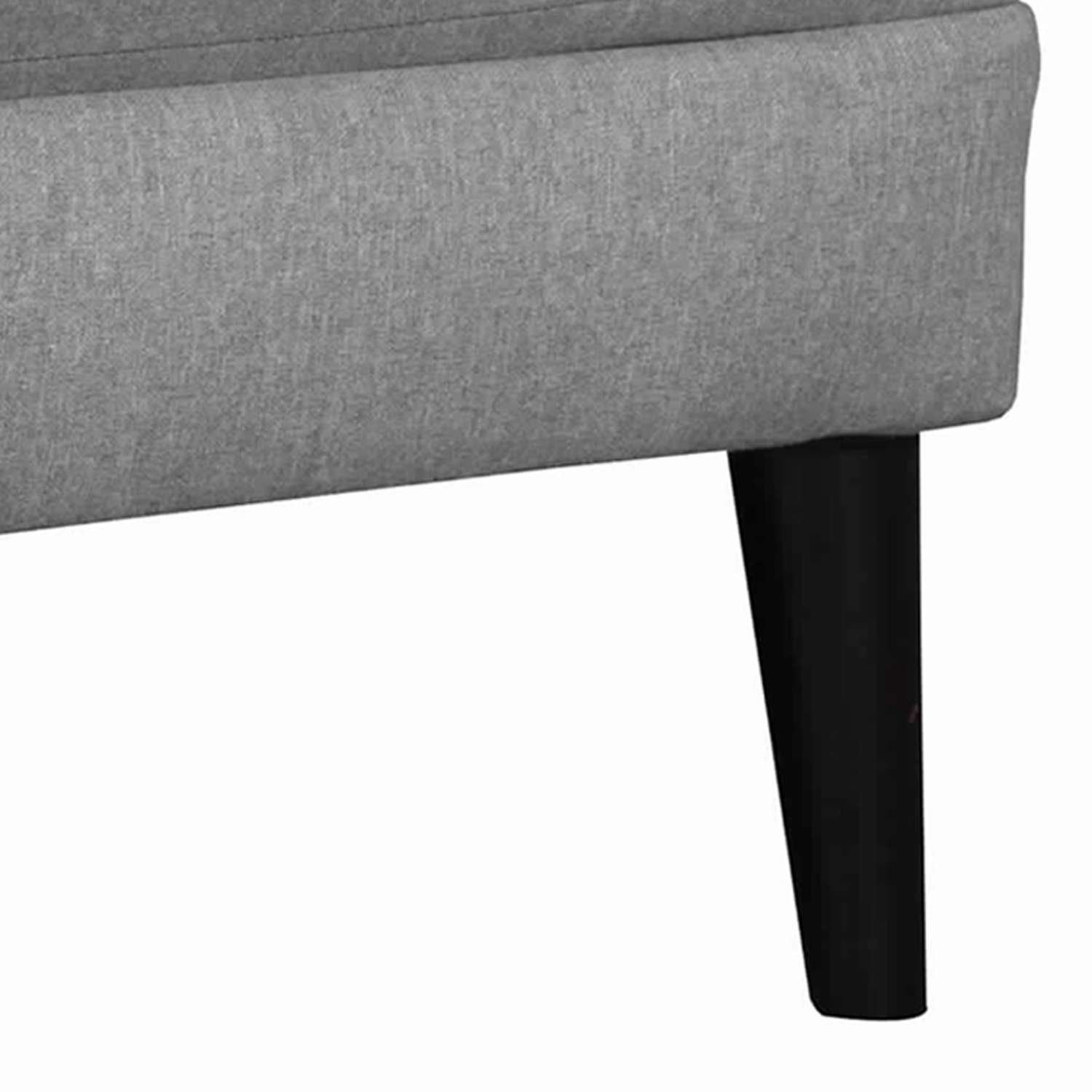 Wooden Fabric Upholstered Ottoman With Cushioned Tufted Seating, Gray By Benzara | Ottomans |  Modishstore  - 5