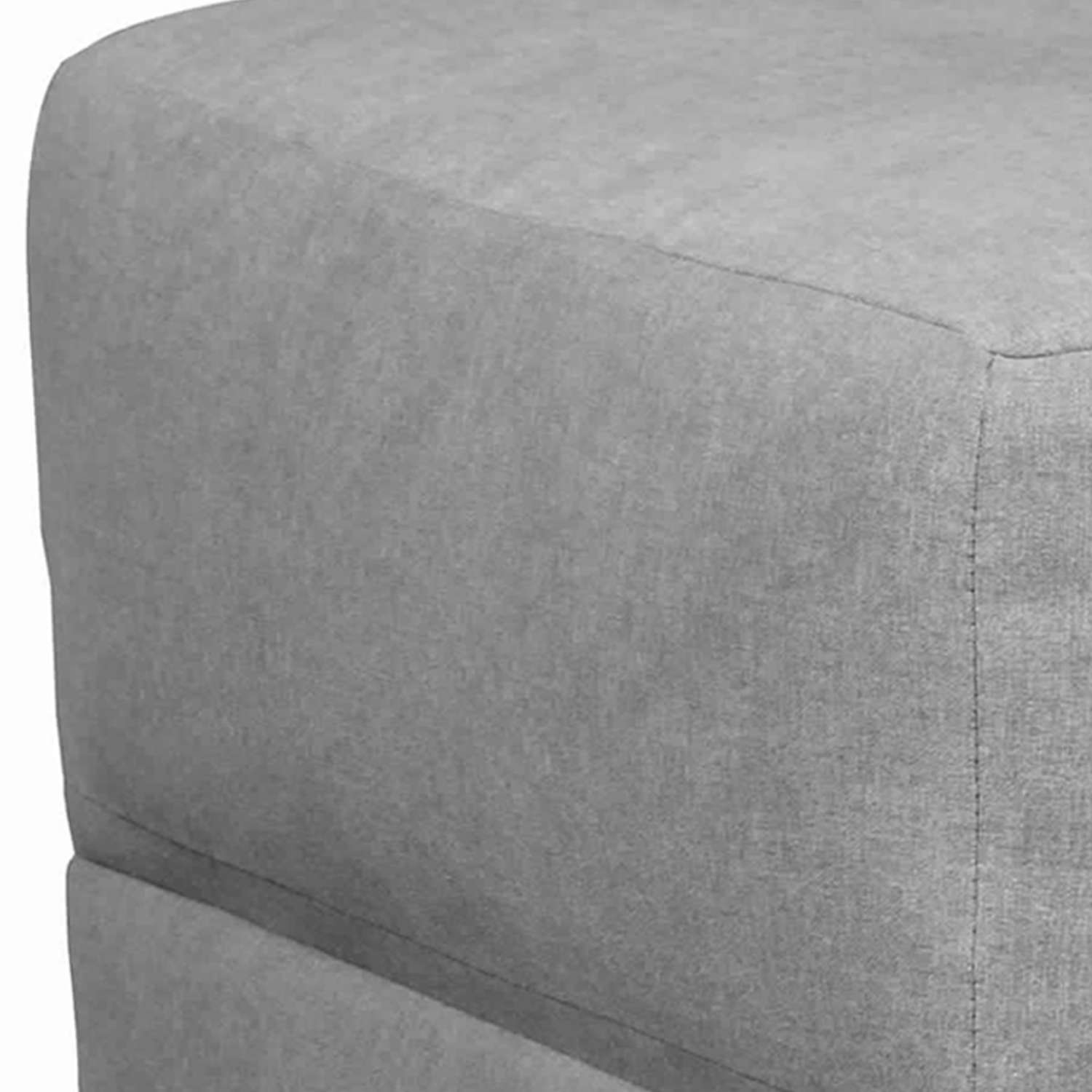 Wooden Fabric Upholstered Ottoman With Cushioned Tufted Seating, Gray By Benzara | Ottomans |  Modishstore  - 3