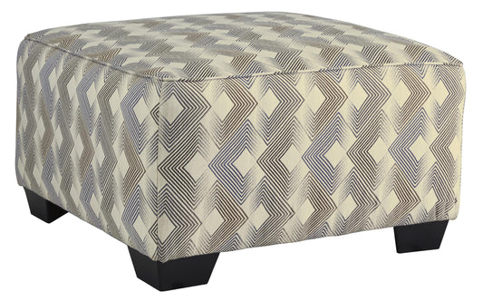 Polyester Oversized Ottoman With Faded Diamond Pattern, Cream And Brown By Benzara | Ottomans | Modishstore