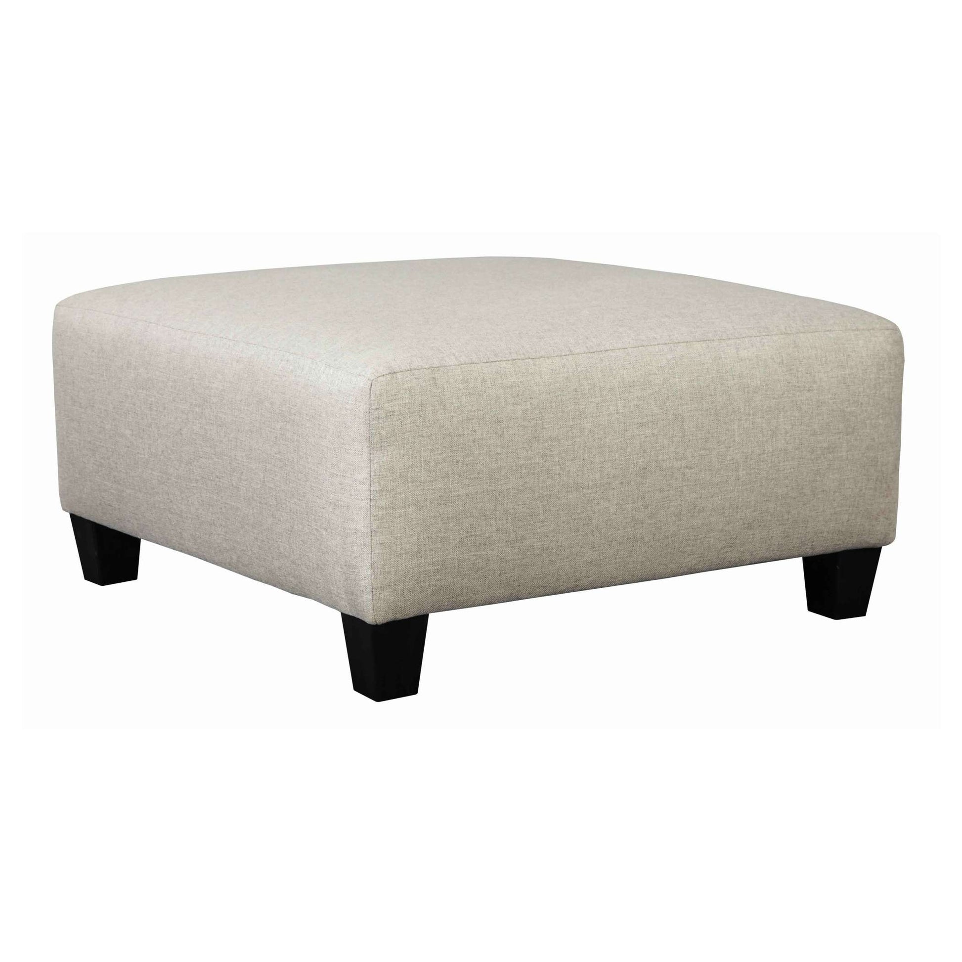 Wooden Polyester Upholstered Oversized Ottoman With Tapered Legs,Offwhite By Benzara | Ottomans |  Modishstore 