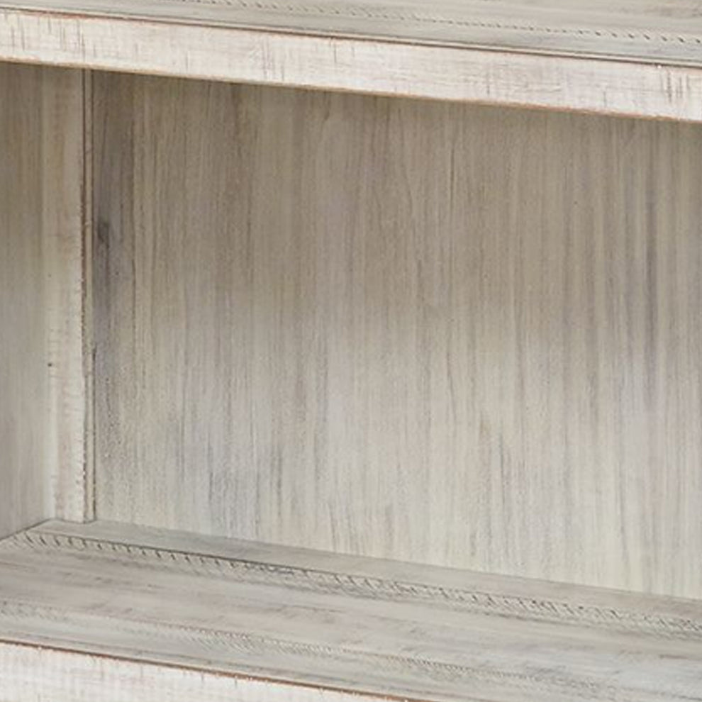 X Shape Back Bookcase With 3 Open Shelves And 1 Open Compartment, White By Benzara | Bookcases | Modishstore - 3