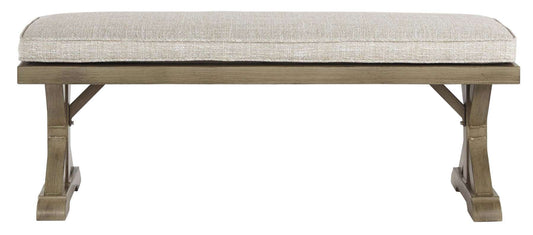 Dual Pedestal Aluminum Base Bench With Fabric Cushion Seat, Beige By Benzara | Benches |  Modishstore 