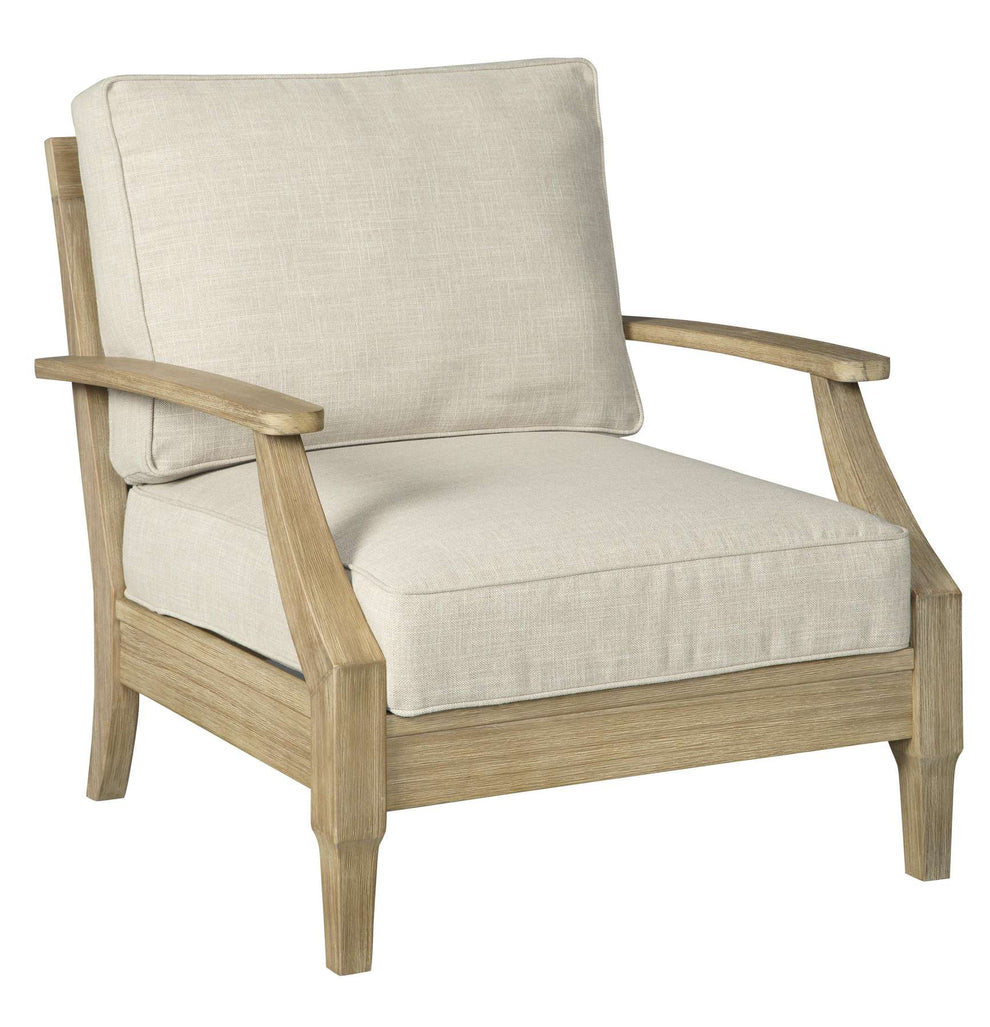 Traditional Wooden Chair With Fabric Cushioned Seating, Beige And Brown By Benzara | Accent Chairs |  Modishstore  - 5