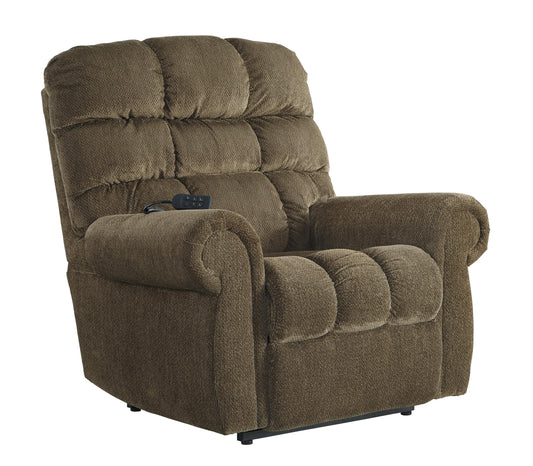 Fabric Upholstered Metal Frame Power Lift Recliner, Brown By Benzara | Chairs & Recliners | Modishstore