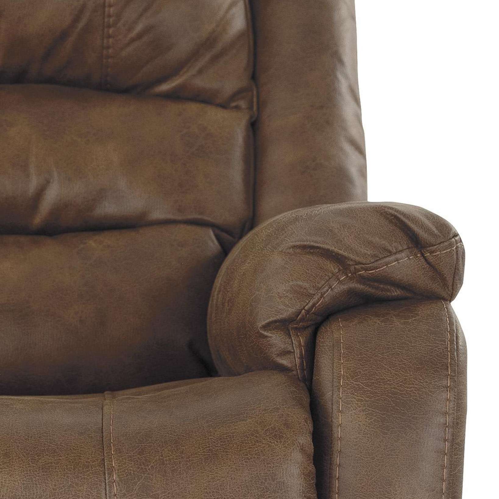 Leatherette Metal Frame Power Lift Recliner With Tufted Backrest, Brown By Benzara | Chairs & Recliners |  Modishstore  - 5
