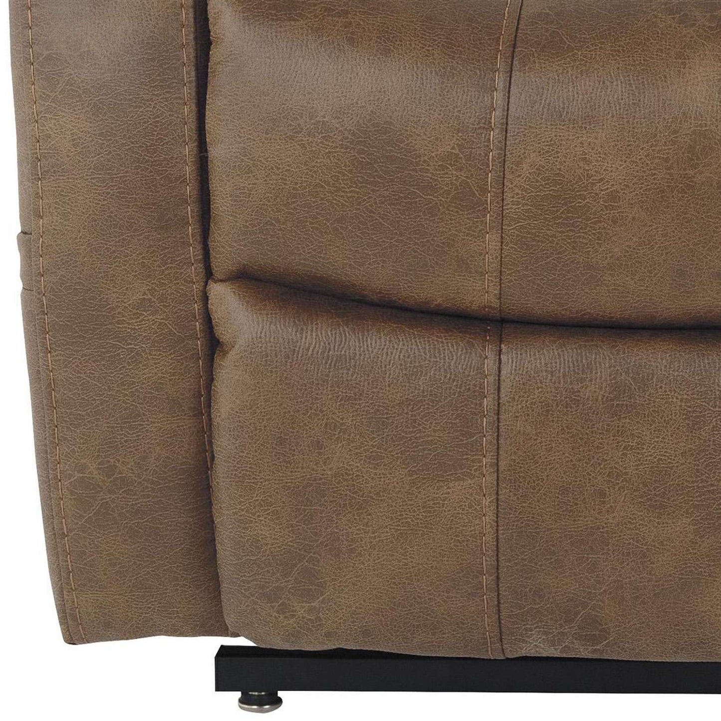 Leatherette Metal Frame Power Lift Recliner With Tufted Backrest, Brown By Benzara | Chairs & Recliners |  Modishstore  - 3
