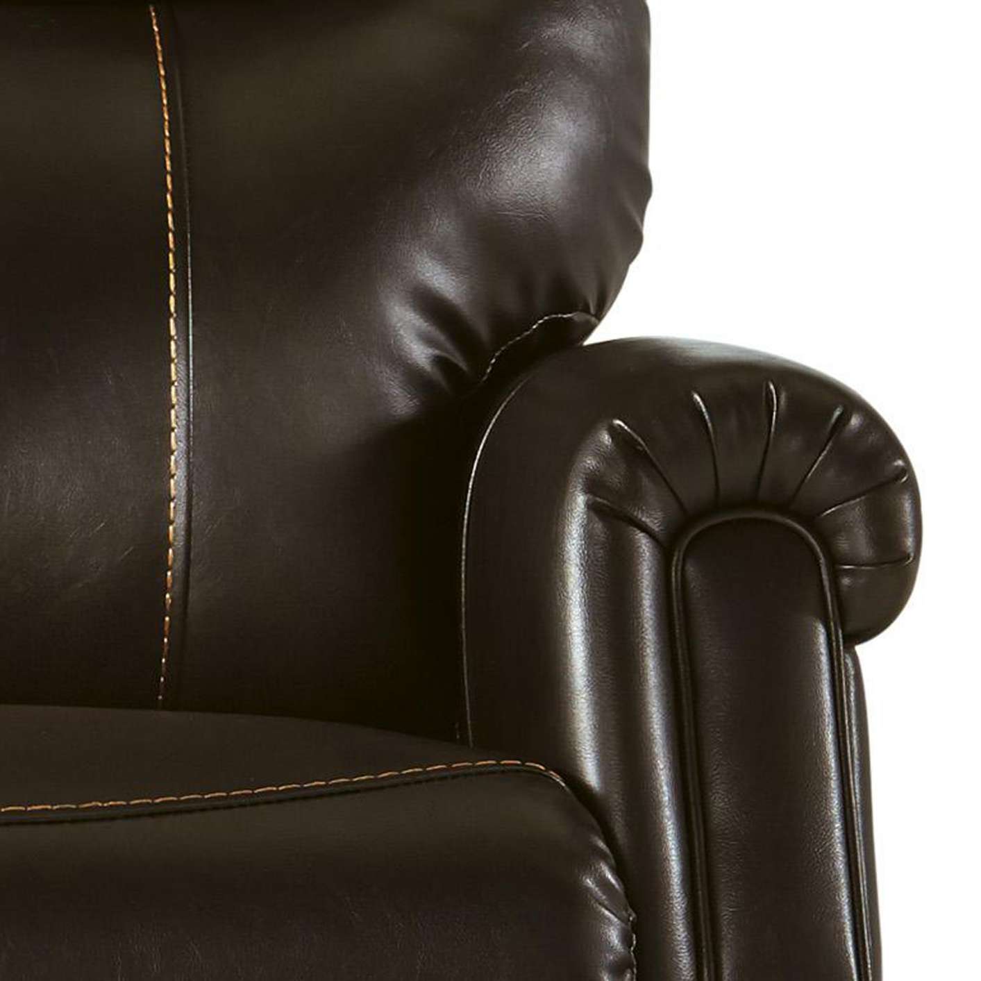 Leatherette Metal Frame Power Lift Recliner With Tufted Back, Brown By Benzara | Chairs & Recliners |  Modishstore  - 3