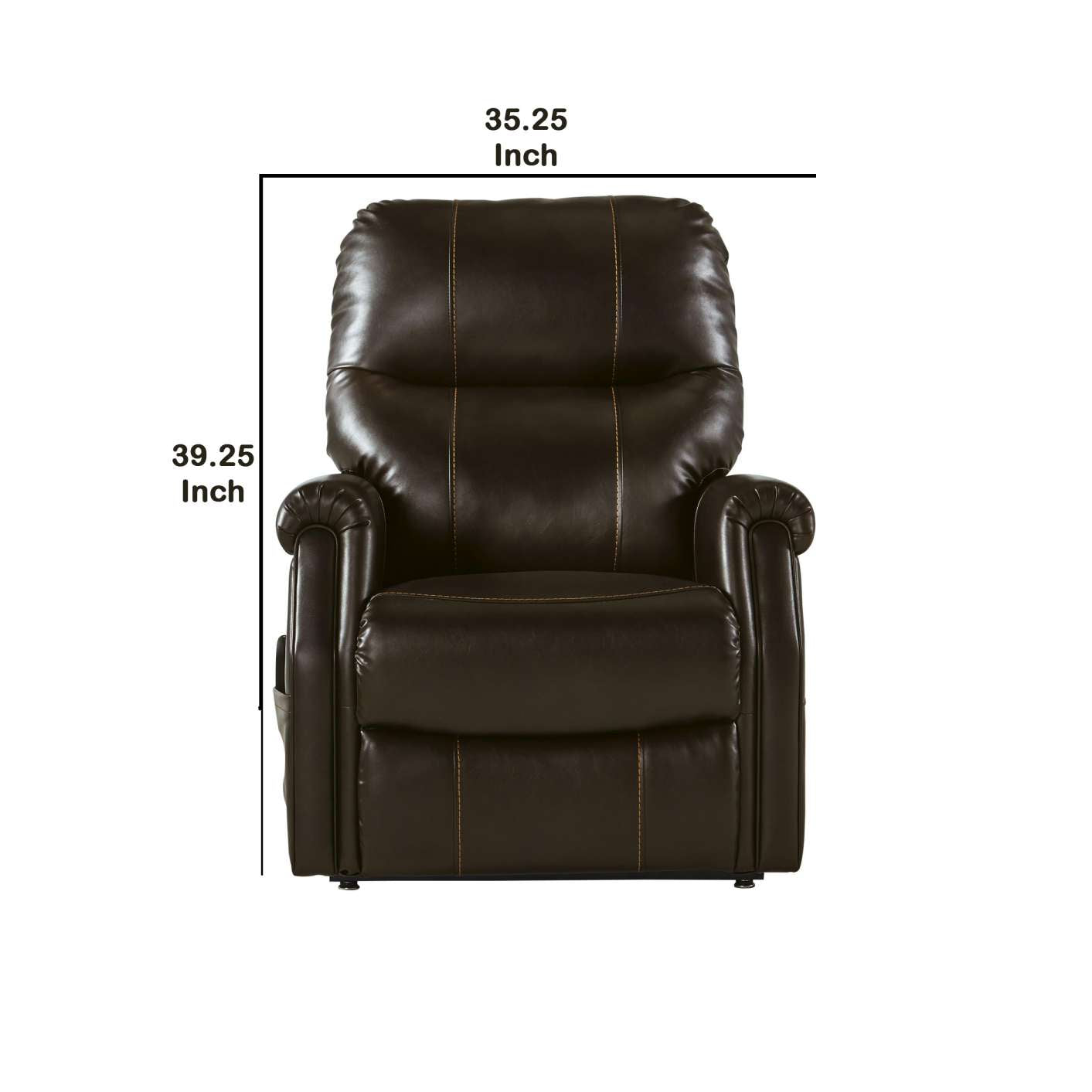 Leatherette Metal Frame Power Lift Recliner With Tufted Back, Brown By Benzara | Chairs & Recliners |  Modishstore  - 2