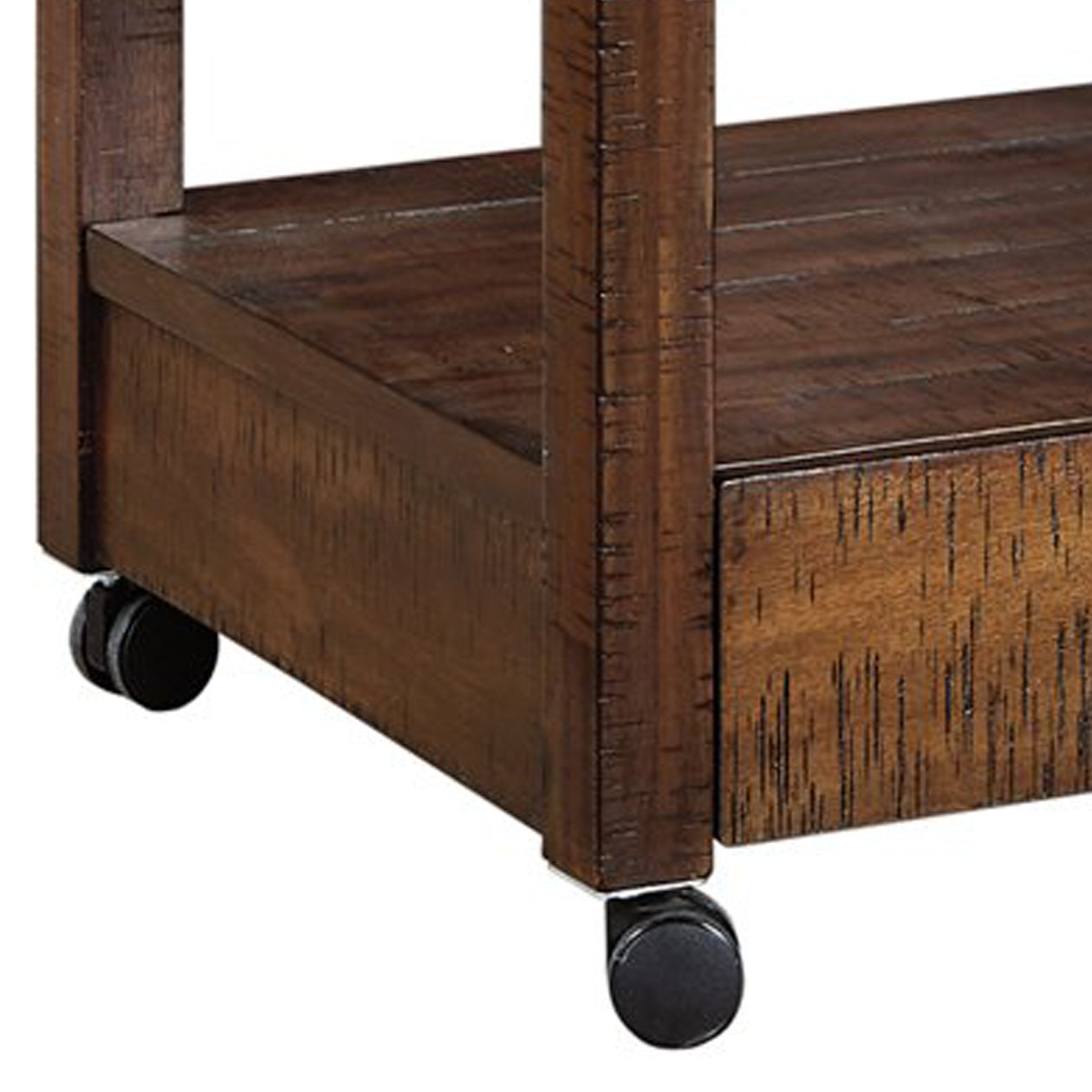 2 Drawers And 1 Open Compartment Wooden Printer Stand With Casters, Brown By Benzara | Cabinets | Modishstore - 2