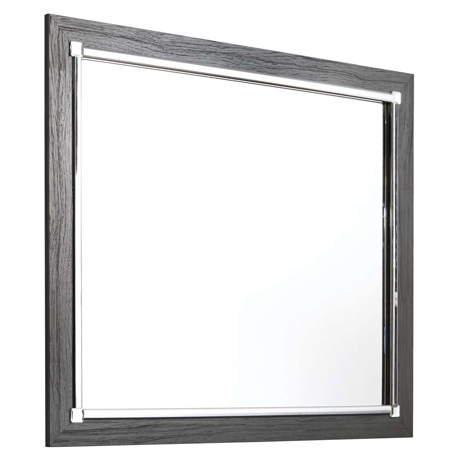 Contemporary Square Shape Bedroom Mirror With Wood Grain Texture, Gray By Benzara | Mirrors |  Modishstore 