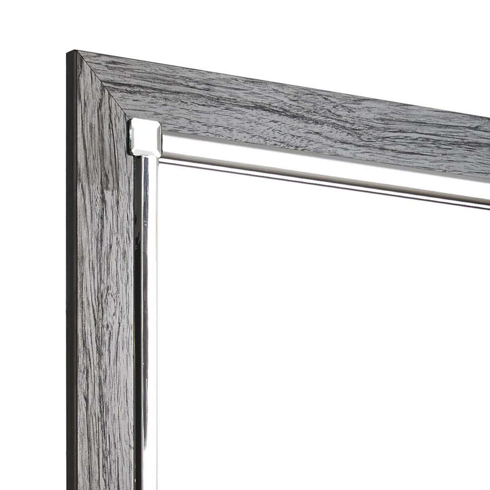 Contemporary Square Shape Bedroom Mirror With Wood Grain Texture, Gray By Benzara | Mirrors |  Modishstore  - 4