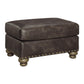 Traditional Wooden Ottoman With Nailhead Trims And Bun Feet, Brown By Benzara | Ottomans | Modishstore