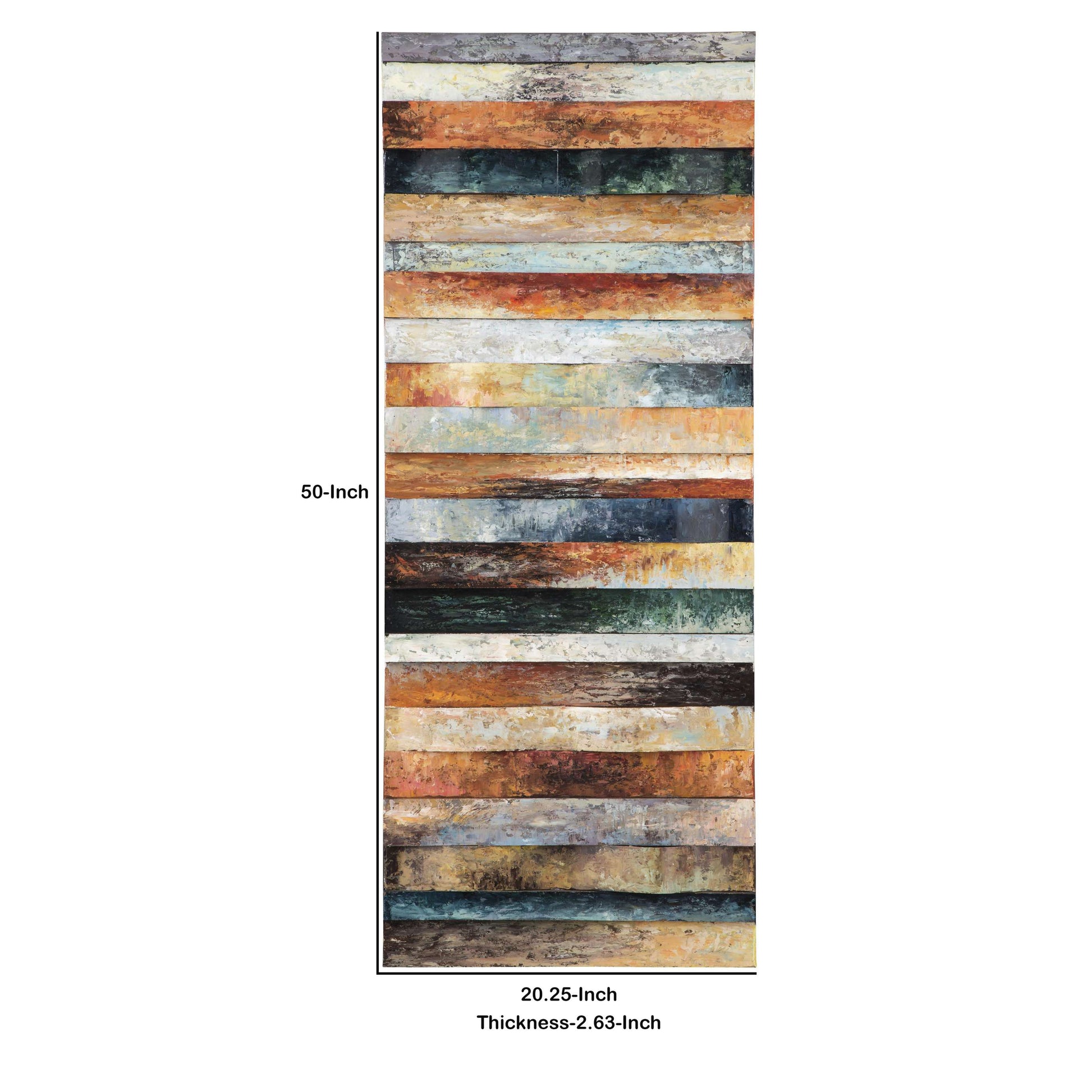 Plank Style Rectangular Wood And Metal Wall Decor, Multicolor By Benzara | Wall Decor |  Modishstore  - 2