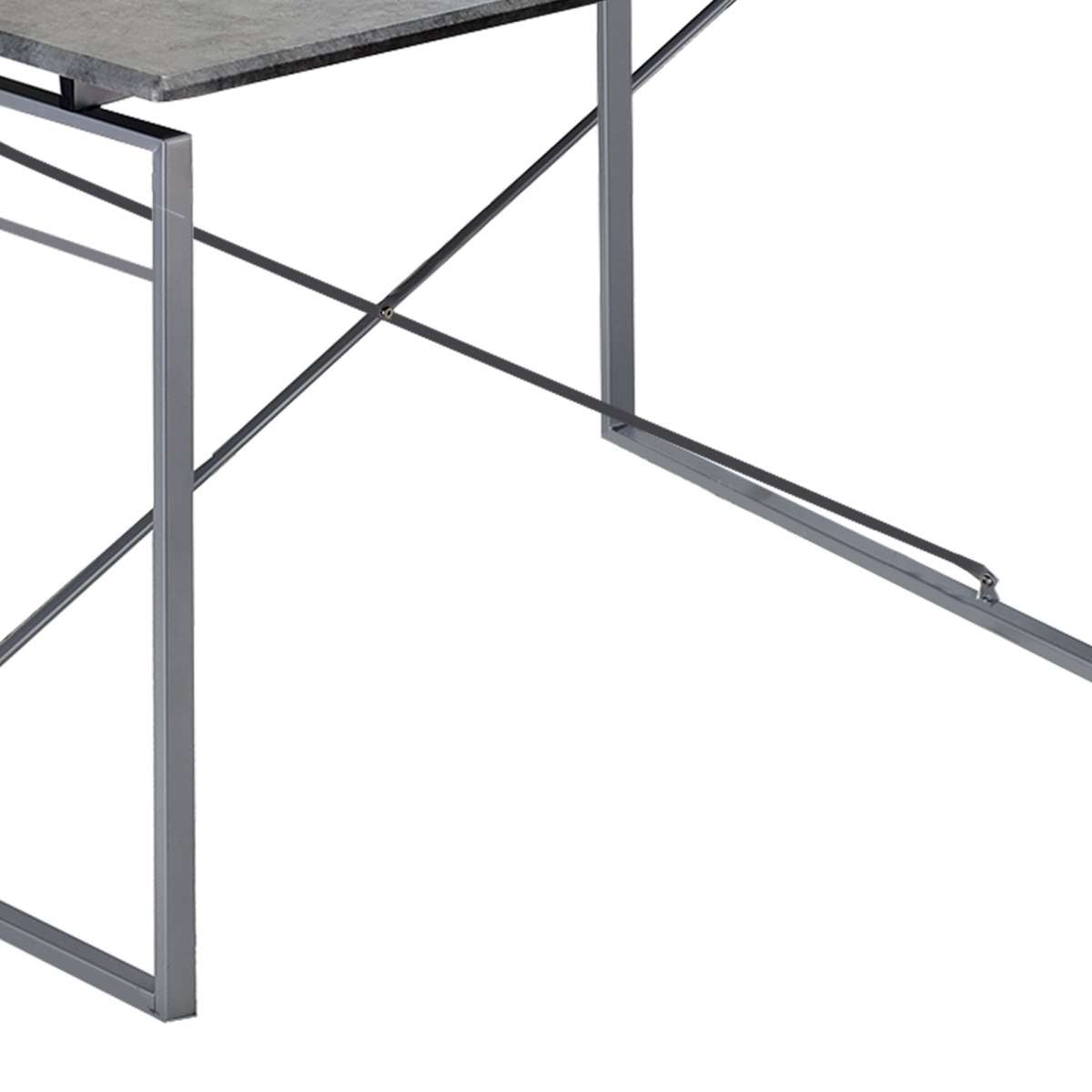 Rectangular Wooden Dining Table With X Shape Metal Base, Gray And Silver By Benzara | Dining Tables |  Modishstore  - 4