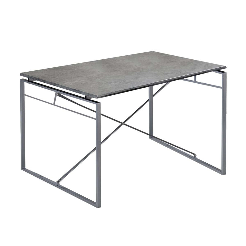 Rectangular Wooden Dining Table With X Shape Metal Base, Gray And Silver By Benzara | Dining Tables |  Modishstore 