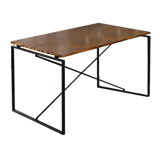 Rectangular Wooden Dining Table With X Shape Metal Base, Black And Brown By Benzara | Dining Tables |  Modishstore 
