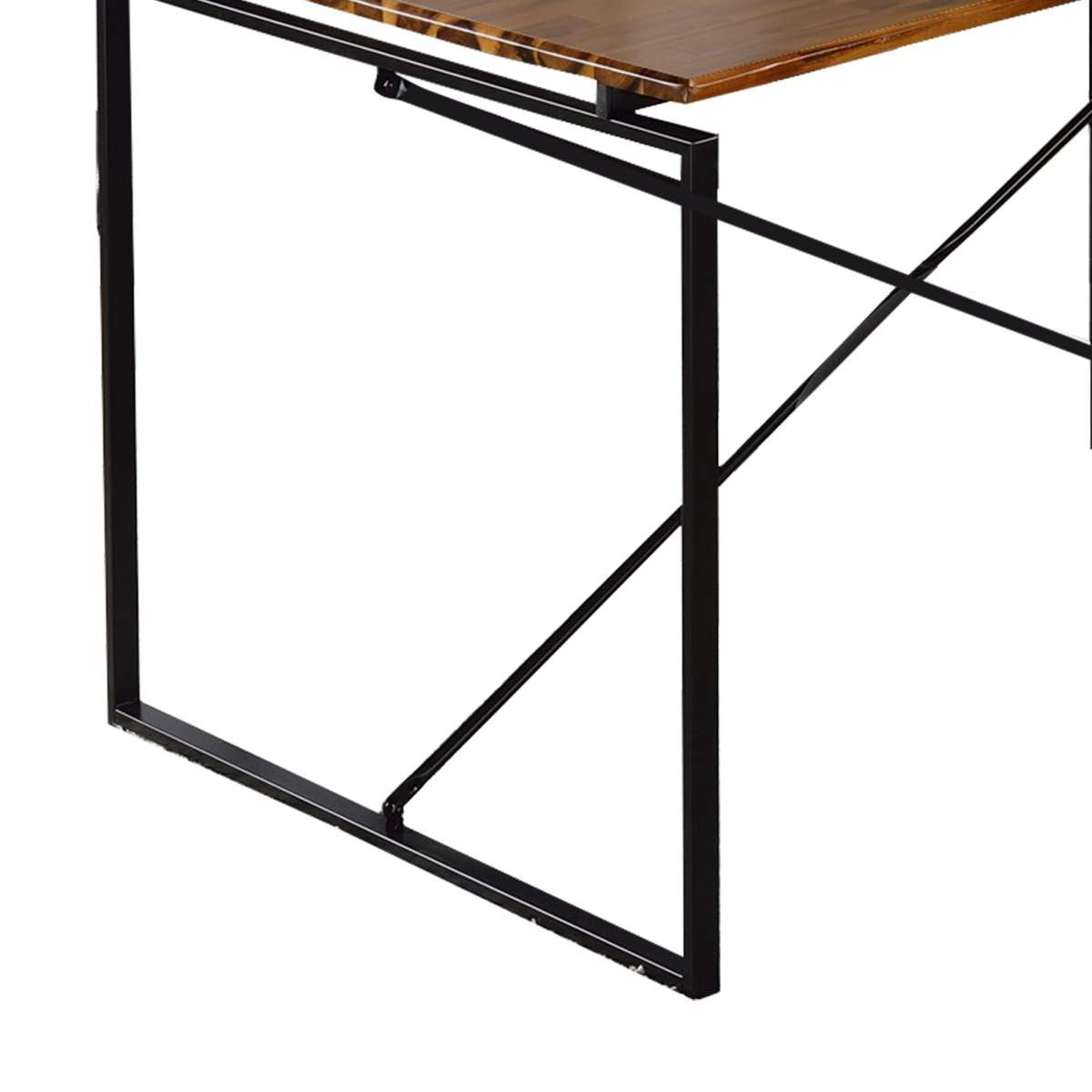 Rectangular Wooden Dining Table With X Shape Metal Base, Black And Brown By Benzara | Dining Tables |  Modishstore  - 5