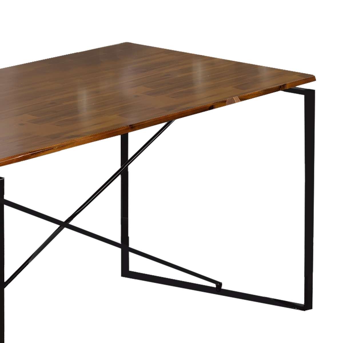 Rectangular Wooden Dining Table With X Shape Metal Base, Black And Brown By Benzara | Dining Tables |  Modishstore  - 4