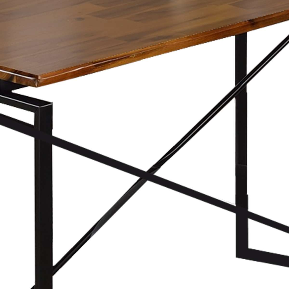 Rectangular Wooden Dining Table With X Shape Metal Base, Black And Brown By Benzara | Dining Tables |  Modishstore  - 3