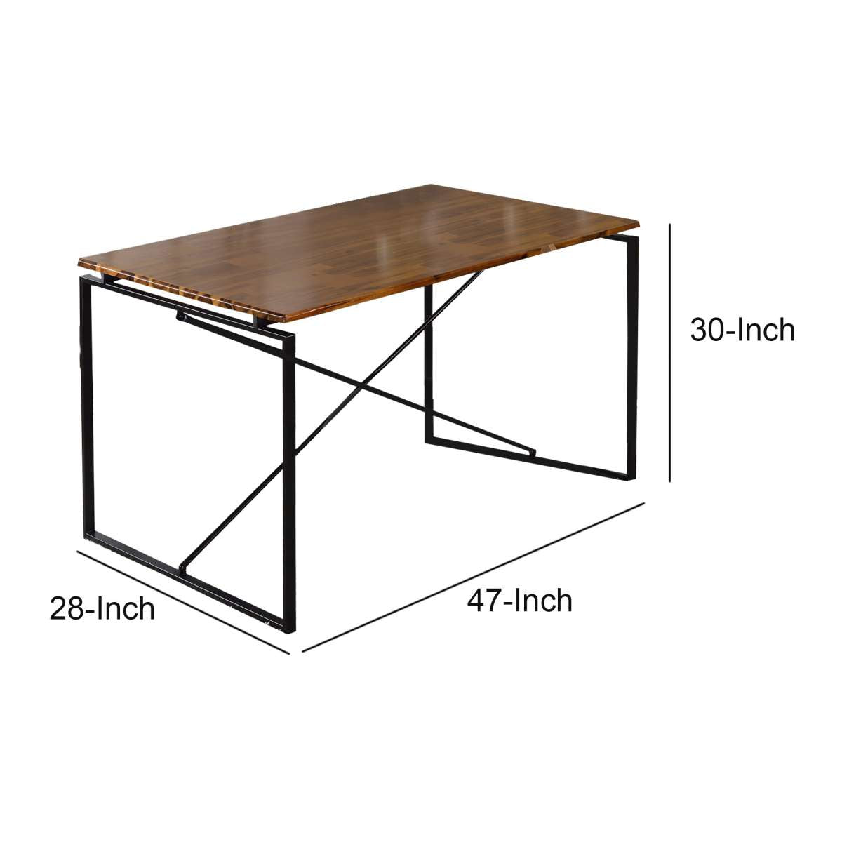 Rectangular Wooden Dining Table With X Shape Metal Base, Black And Brown By Benzara | Dining Tables |  Modishstore  - 2